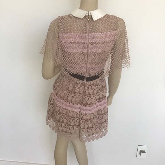 Self Portrait Pink Nude Floral Vine Cape Sleeveless Mini Dress UK 10 US 6 EGL - Picture 3 of 4